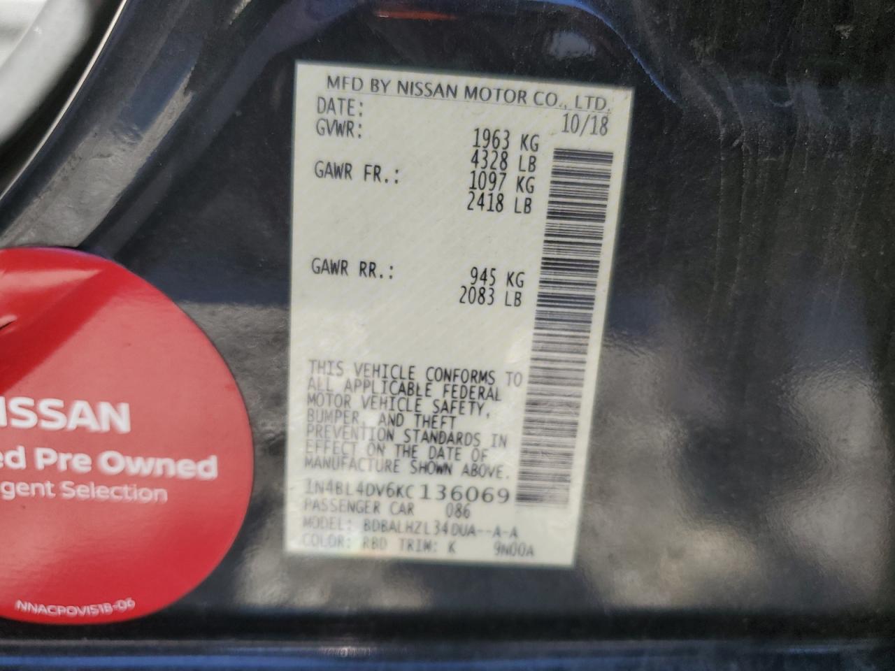 Nissan Altima Sv Image 9